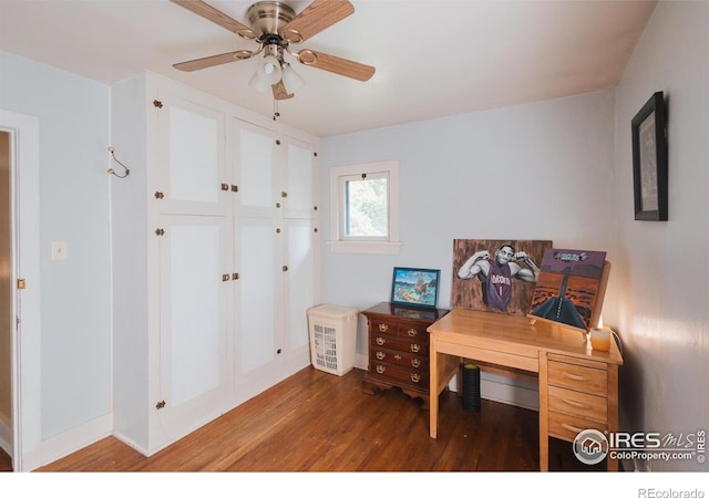 416 E Elizabeth St, Fort Collins, CO 80524 - office space with wood finished floors, baseboards, and a ceiling fan