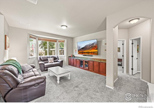 13445 Kearney St, Thornton, CO 80602 - carpeted living room featuring arched walkways