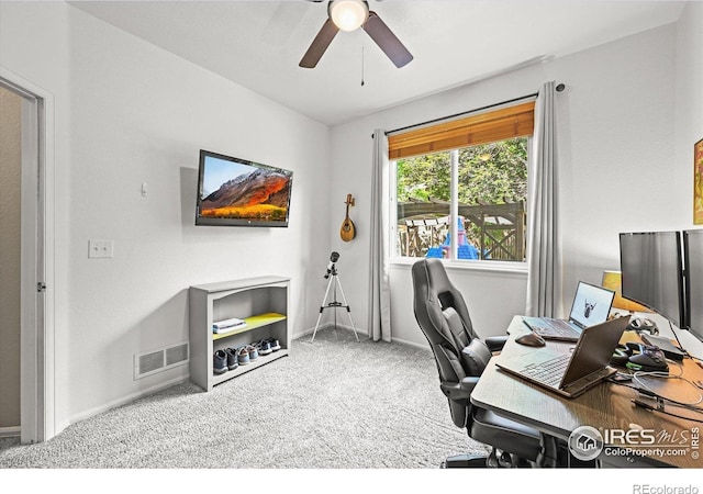 13445 Kearney St, Thornton, CO 80602 - office with carpet flooring, baseboards, and ceiling fan