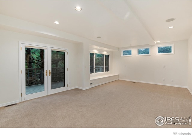 142 Meadowlook Way, Boulder, CO 80304 - empty room with carpet, recessed lighting, baseboards, and french doors