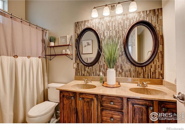 6208 Treestead Ct, Fort Collins, CO 80528 - full bathroom with toilet, double vanity, and a shower with curtain