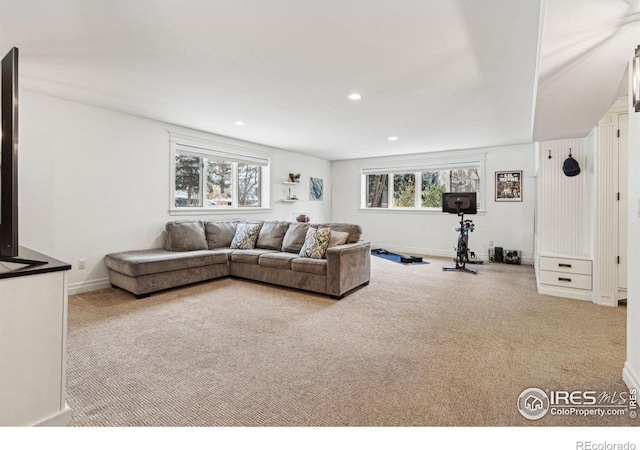 3835 Norwood Ct, Boulder, CO 80304 - living area featuring carpet floors, recessed lighting, and baseboards