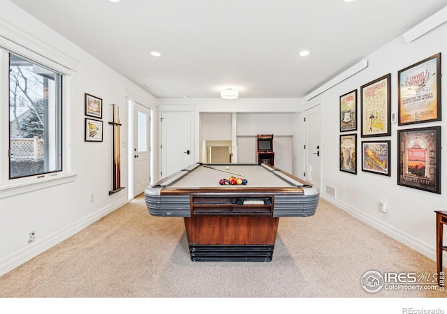 3835 Norwood Ct, Boulder, CO 80304 - game room featuring carpet flooring, recessed lighting, baseboards, and billiards table