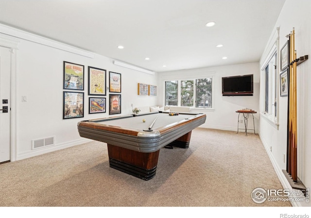 3835 Norwood Ct, Boulder, CO 80304 - recreation room with billiards, carpet flooring, recessed lighting, and baseboards