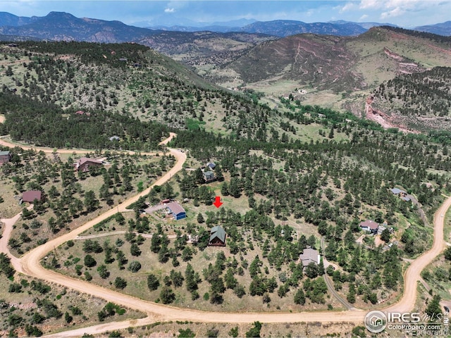 114 Jade Way, Lyons, CO 80540 - aerial overview of property's location with a mountainous background