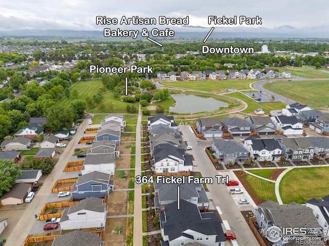 364 Fickel Farm Trl, Berthoud, CO 80513 - aerial perspective of suburban area featuring a nearby body of water