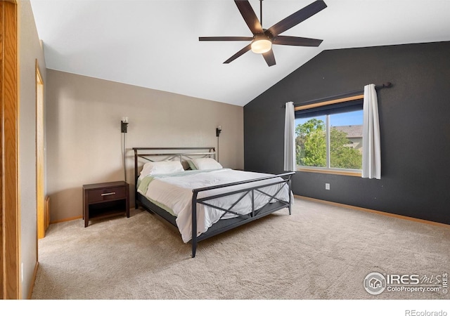 1502 Westfield Dr, Fort Collins, CO 80526 - carpeted bedroom with lofted ceiling, baseboards, and a ceiling fan