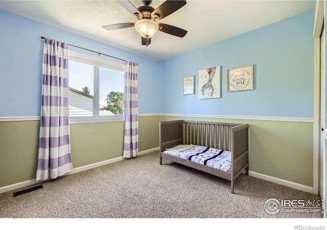 2447 E 100th Way, Thornton, CO 80229 - bedroom featuring carpet flooring, baseboards, and a ceiling fan