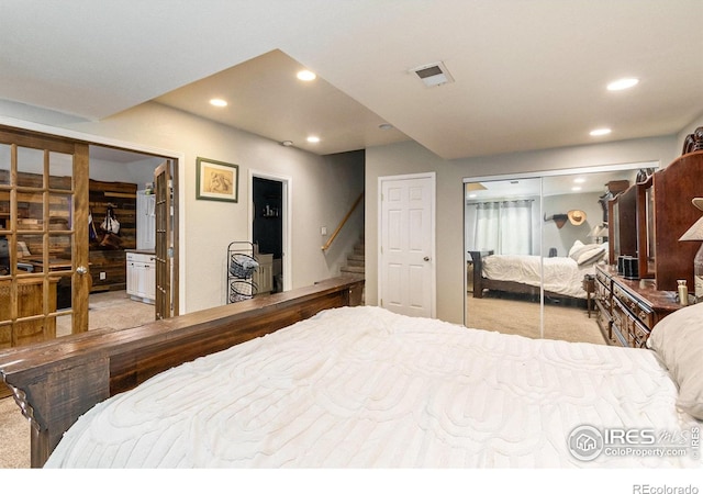 3328 Wild W Ln, Wellington, CO 80549 - bedroom featuring carpet floors, recessed lighting, and a closet