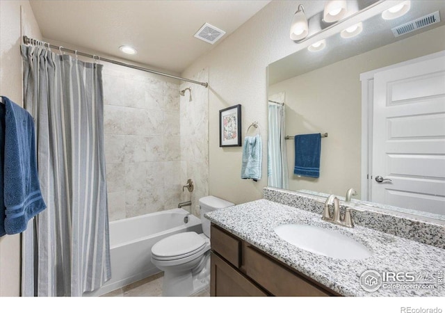 2150 Crop Row Dr, Windsor, CO 80550 - full bathroom featuring toilet, vanity, and shower / bathtub combination with curtain