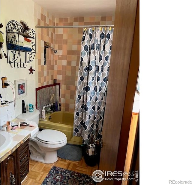 100 Santee Ct, Red Feather Lakes, CO 80545 - full bath featuring toilet, shower / bath combination with curtain, and vanity