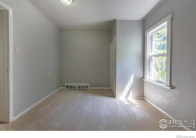 29 Marshall Pl, Longmont, CO 80504 - spare room featuring carpet floors, ornamental molding, healthy amount of natural light, and baseboards