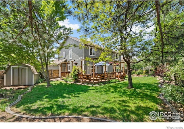 1202 Creekwood Ct, Windsor, CO 80550 - view of yard with a wooden deck