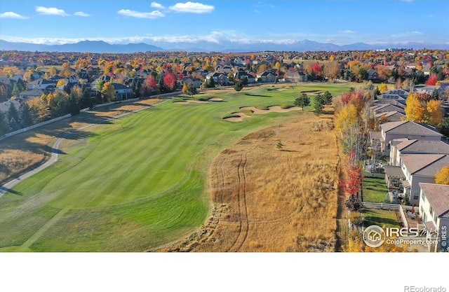 4725 Spyglass Dr, Broomfield, CO 80023 - aerial perspective of suburban area with a golf course and a mountain backdrop