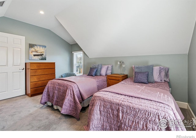 3561 4th St, Boulder, CO 80304 - bedroom with vaulted ceiling, recessed lighting, and carpet floors