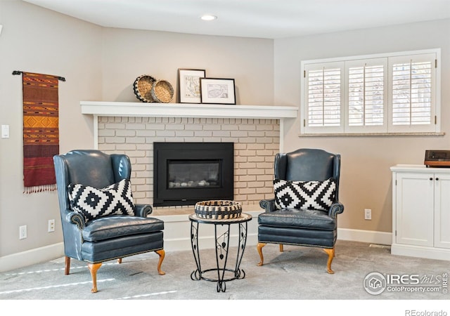 3561 4th St, Boulder, CO 80304 - sitting room featuring carpet, baseboards, a fireplace, and recessed lighting