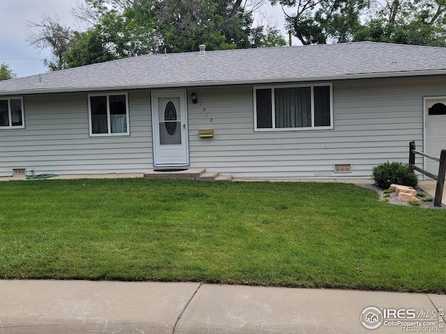 1918 Sumac Pl, Longmont, CO 80501 - single story home featuring a front lawn and a shingled roof
