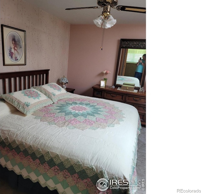 1918 Sumac Pl, Longmont, CO 80501 - bedroom featuring a ceiling fan and wallpapered walls