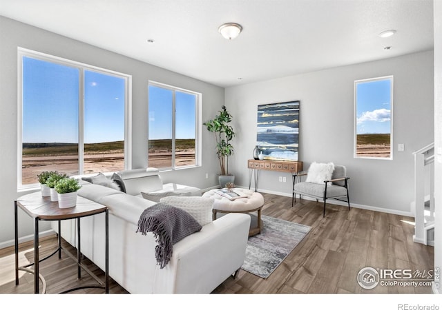 3364 Streamwood Dr, Johnstown, CO 80534 - living area with wood finished floors and baseboards