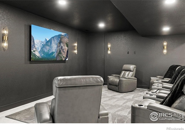 37179 Soaring Eagle Cir, Severance, CO 80550 - cinema with a textured wall, recessed lighting, and baseboards