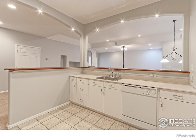 7858 Oban Ct, Lone Tree, CO 80124 - kitchen featuring dishwasher, a sink, recessed lighting, light countertops, and white cabinetry