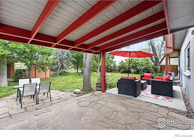 1484 Wicklow St, Boulder, CO 80303 - view of patio featuring an outdoor hangout area and outdoor dining space