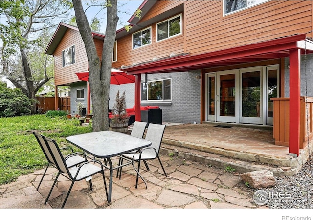 1484 Wicklow St, Boulder, CO 80303 - view of patio featuring outdoor dining space and french doors