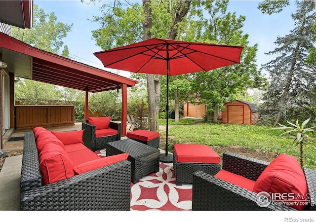 1484 Wicklow St, Boulder, CO 80303 - view of patio featuring an outdoor living space