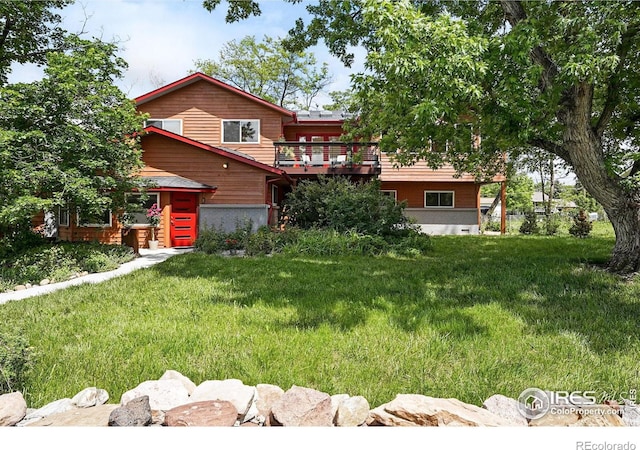1484 Wicklow St, Boulder, CO 80303 - chalet / cabin featuring a wooden deck and a front yard