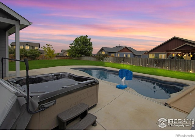 13598 Horseshoe Cir, Mead, CO 80542 - view of swimming pool featuring a hot tub and a patio area