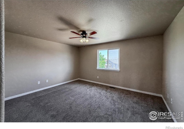 13598 Horseshoe Cir, Mead, CO 80542 - carpeted spare room with ceiling fan, baseboards, and a textured ceiling