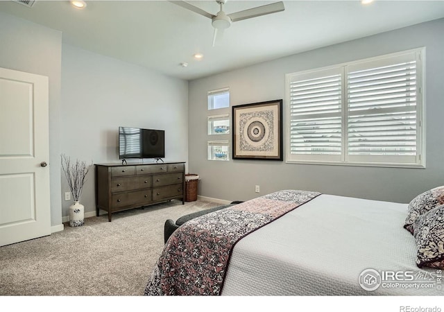 14553 W 91st Dr Unit A, Arvada, CO 80005 - carpeted bedroom with baseboards, recessed lighting, and ceiling fan