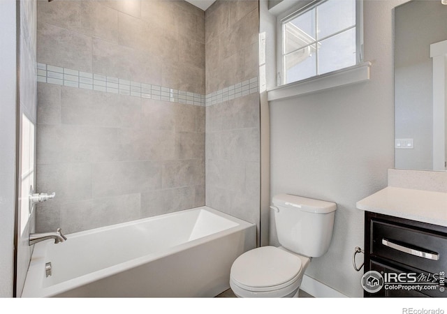 4173 Trapper Lake Dr, Loveland, CO 80538 - bathroom with toilet, vanity, and shower / tub combination