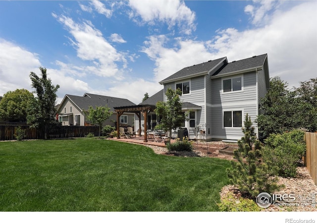 5603 Pierson Mountain Ave, Longmont, CO 80503 - rear view of property featuring a pergola and a patio