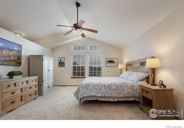 5603 Pierson Mountain Ave, Longmont, CO 80503 - bedroom with lofted ceiling, light colored carpet, and a ceiling fan