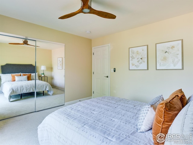 4800 Osage Dr Unit 12B, Boulder, CO 80303 - carpeted bedroom featuring a closet and ceiling fan
