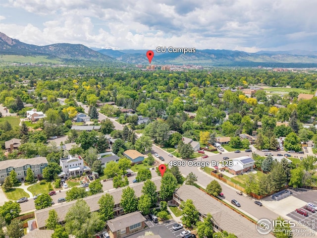 4800 Osage Dr Unit 12B, Boulder, CO 80303 - aerial perspective of suburban area featuring a mountain backdrop