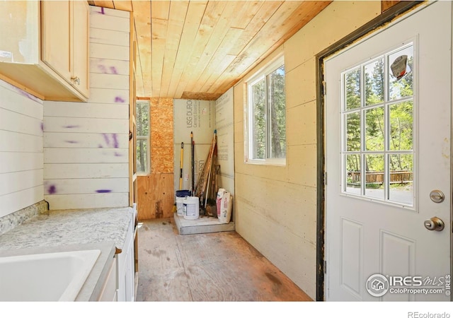 90 California Gulch Rd, Jamestown, CO 80455 - laundry area with wooden ceiling and wooden walls