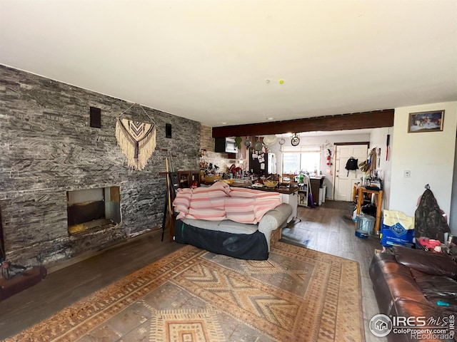 950 Big Thompson Ave Unit 2142, Estes Park, CO 80517 - living room featuring hardwood / wood-style flooring and a fireplace