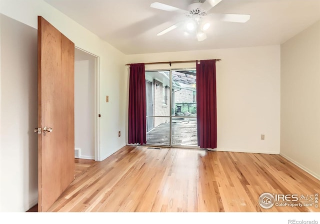 1025 Edinboro Dr, Boulder, CO 80305 - unfurnished room featuring wood finished floors, a ceiling fan, and baseboards