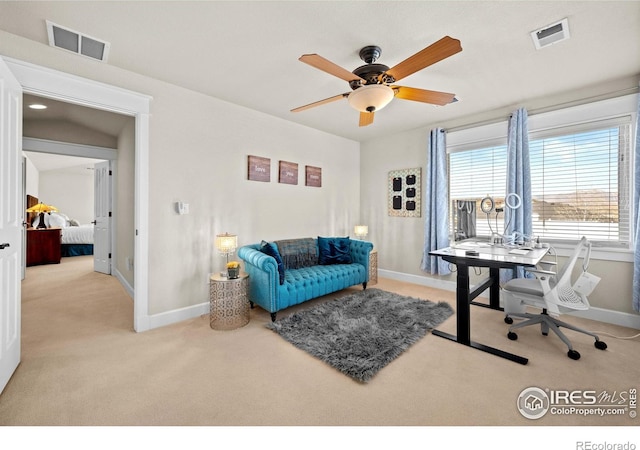 2005 Calico Ct, Longmont, CO 80503 - office area featuring carpet, ceiling fan, and baseboards