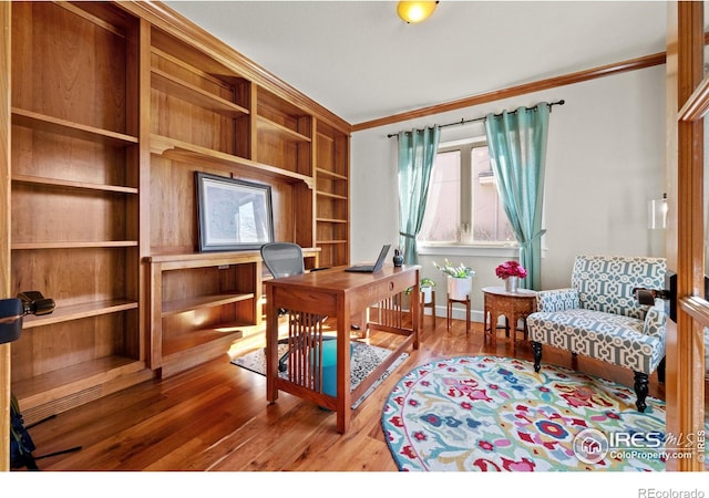 2005 Calico Ct, Longmont, CO 80503 - office space featuring ornamental molding, wood finished floors, and baseboards