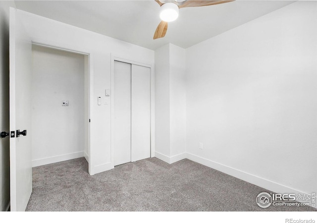 4329 Main St, Timnath, CO 80547 - unfurnished bedroom with carpet floors, baseboards, a closet, and ceiling fan