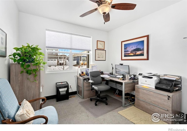 4521 Devereux Dr, Windsor, CO 80550 - home office with carpet and a ceiling fan