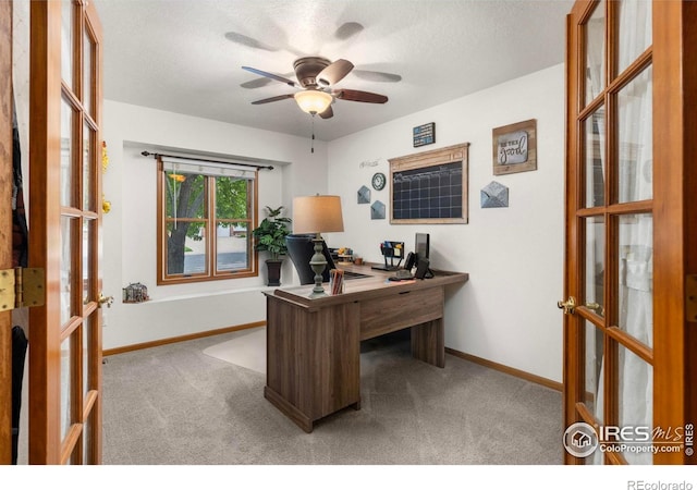 806 51st Ave, Greeley, CO 80634 - office area featuring ceiling fan, carpet floors, and french doors