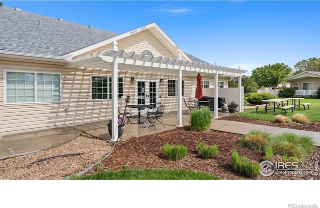 856 Sunchase Dr, Fort Collins, CO 80524 - rear view of property with a pergola, roof with shingles, and a patio