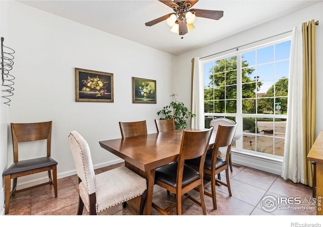 1706 Naples Ln, Longmont, CO 80503 - dining space featuring ceiling fan and baseboards