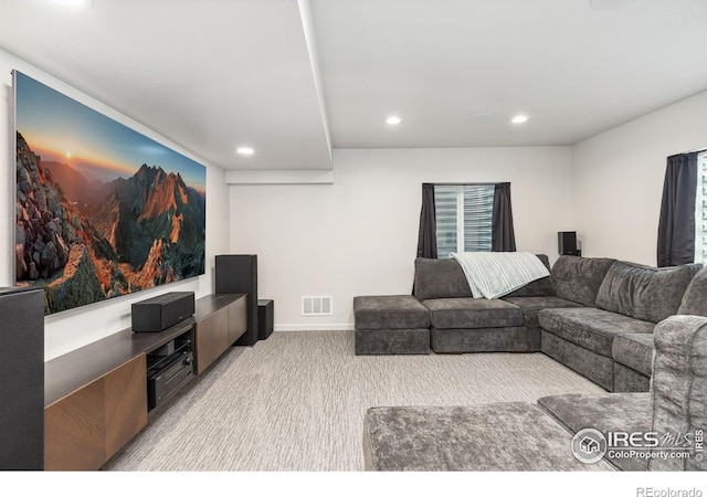 1706 Naples Ln, Longmont, CO 80503 - living room with light carpet, recessed lighting, and baseboards