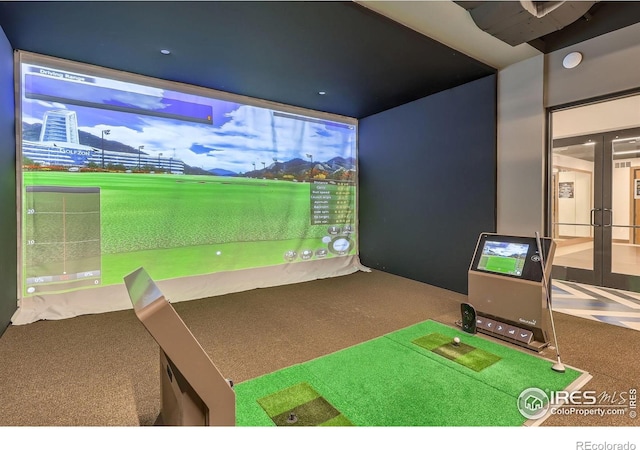 10 N Quantock St, Aurora, CO 80018 - game room with carpet floors and golf simulator