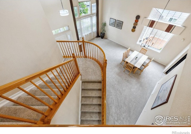 13560 Detroit St, Thornton, CO 80241 - stairs featuring a towering ceiling and carpet